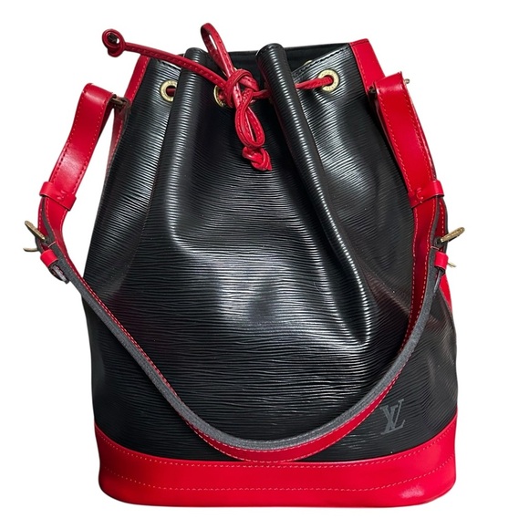 Louis Vuitton Black & Red Epi Leather Noe Castilian Drawstring Shoulder Bag - Picture 6 of 12